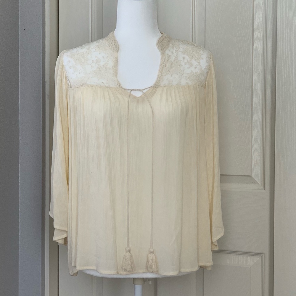Forever 21 Lace Peasant Boho Top, S